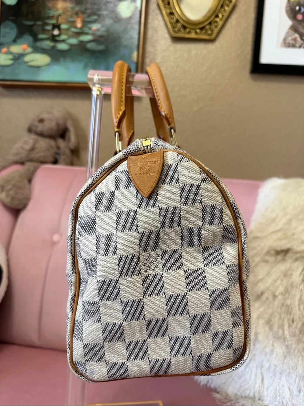 💯Authentic! Louis Vuitton LV Damier Azur Speedy 25.